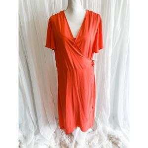 Coral wrap dress